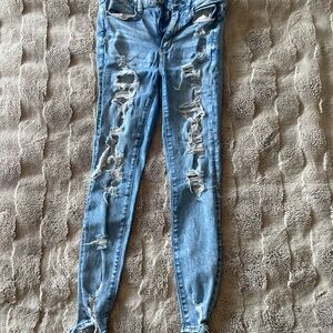 American Eagle Outfitters Light Blue Ripped Skinny Jeans